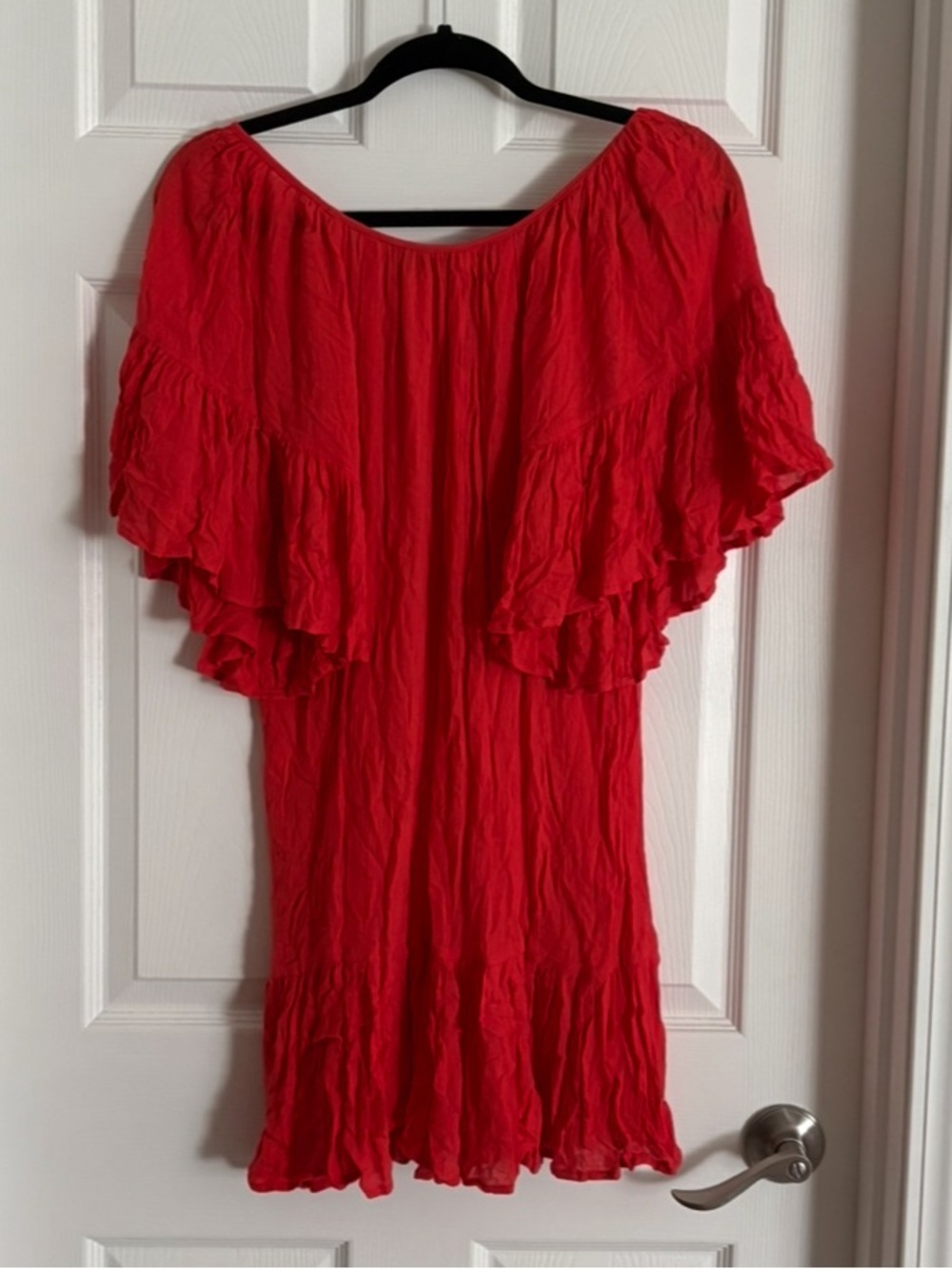 ALLOY Bright Red Peasant Tie-Front Flutter Sleeve Dress - Picture 3 of 3